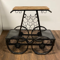 Rustic Black Rail Car Bar Cart