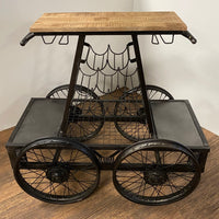 Rustic Black Rail Car Bar Cart