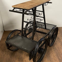 Rustic Black Rail Car Bar Cart