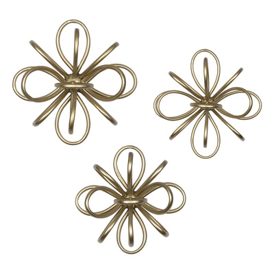 Set of Three Gold Metallic Starburst Wall Décor