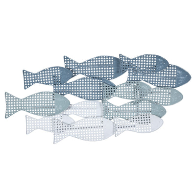 Contemporary Blue Ombre Metal Fish Wall Décor