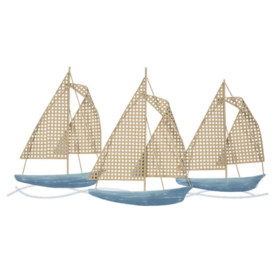 Blue and Gold Metallic Sailboat Wall Décor