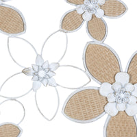 White Metal and Rattan Floral Wall Décor