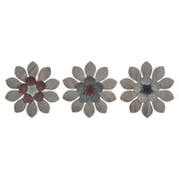 Set of Three Wood and Metal Flower Wall Décor