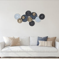 Blue and Gold Metal Plate Wall Decor