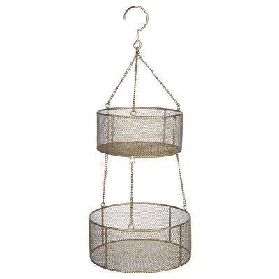 Two Tiered Gold Metal Hanging Basket