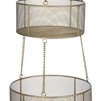 Two Tiered Gold Metal Hanging Basket