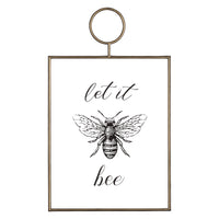 Gold Metal Framed Let It Bee Wall Art