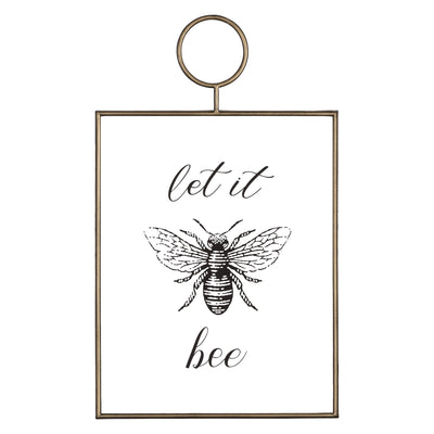 Gold Metal Framed Let It Bee Wall Art