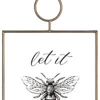 Gold Metal Framed Let It Bee Wall Art