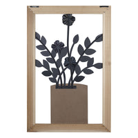 Framed Metal Flower Vase Wall Decor
