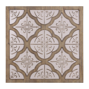 Pale Pink Quatrefoil Metal and Wood Wall Plaque