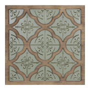 Green Ethnic Pattern Wood and Metal Wall Plaque