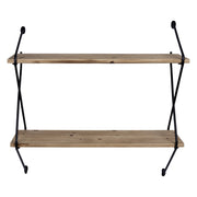 Two Tier Metal and Wood Wall Shelf