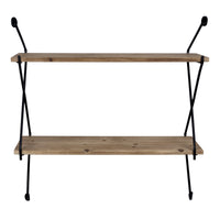 Two Tier Metal and Wood Wall Shelf