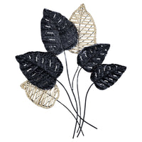 Botanical Metal Wall Décor with Rattan Detailing