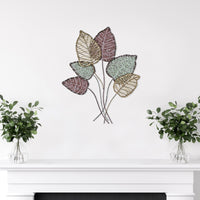 Botanical Metal Wall Décor with Rattan Detailing