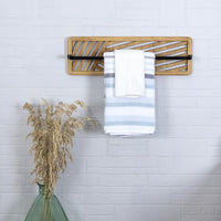 Cut Out Design Wood and Metal Towel Rack