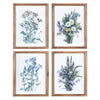 Set of Four Floral Print Wooden Frame Wall Art