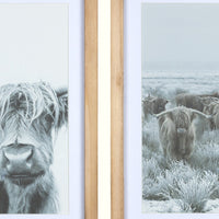 Set of Two Wooden Highland Cows Wall Art
