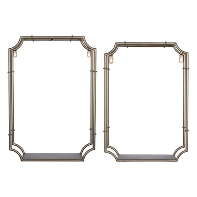 Set of Two Gold Frame Floating Wall Shelves