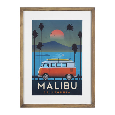 Wooden Frame Malibu Beach Wall Art