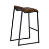 Modern Vintage Brown Leather and Iron Bar Stool