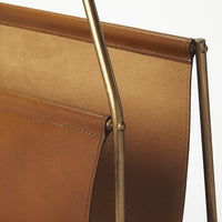 Brown Leather Magazine Basket