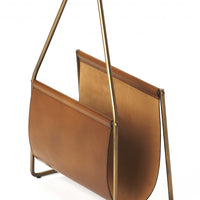 Brown Leather Magazine Basket