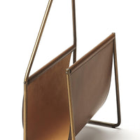 Brown Leather Magazine Basket