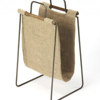 Hanging Burlap and Iron Magazine Rack