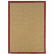 4’x6’ Beige and Red Plain Indoor Outdoor Area Rug