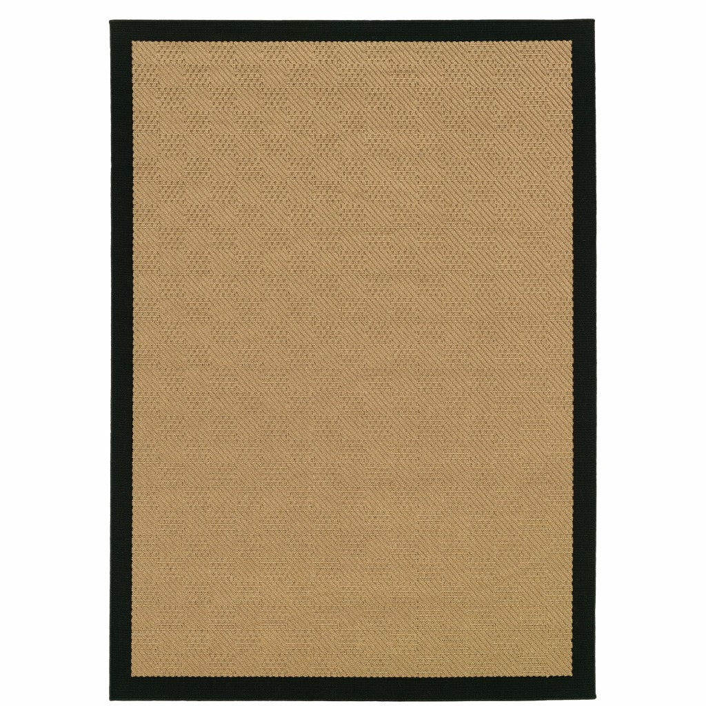 4’x6’ Beige and Black Plain Indoor Outdoor Area Rug