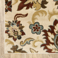 5’x7’ Ivory and Red Floral Vines Area Rug