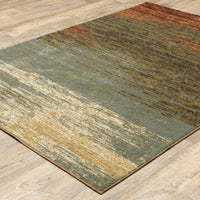 8’x10’ Blue and Brown Distressed Area Rug