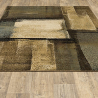 3’x5’ Brown and Beige Distressed Blocks Area Rug