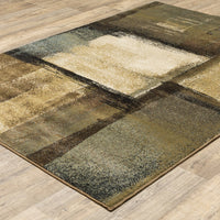 3’x5’ Brown and Beige Distressed Blocks Area Rug