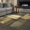 7’x9’ Brown and Beige Distressed Blocks Area Rug