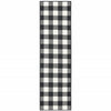2’x8’ Black and Ivory Gingham Indoor Outdoor Runner Rug