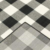 2’x8’ Black and Ivory Gingham Indoor Outdoor Runner Rug