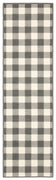 2’x8’ Gray and Ivory Gingham Indoor Outdoor Runner Rug