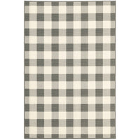 7’x10’ Gray and Ivory Gingham Indoor Outdoor Area Rug