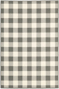 8’x11’ Gray and Ivory Gingham Indoor Outdoor Area Rug