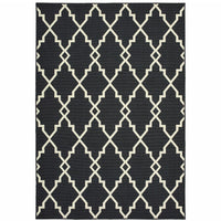 4’x6’ Black and Ivory Trellis Indoor Outdoor Area Rug