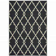 7’x10’ Black and Ivory Trellis Indoor Outdoor Area Rug