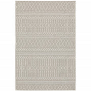 3’x5’ Gray and Ivory Geometric Indoor Outdoor Area Rug