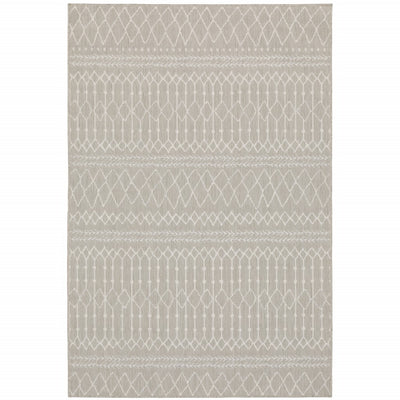 3’x5’ Gray and Ivory Geometric Indoor Outdoor Area Rug