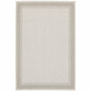 3’x5’ Ivory and Gray Bordered Indoor Outdoor Area Rug