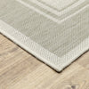 3’x5’ Ivory and Gray Bordered Indoor Outdoor Area Rug