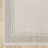 3’x5’ Ivory and Gray Bordered Indoor Outdoor Area Rug